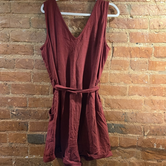 Casual Red Button Up Sleeveless Romper XXL - Picture 6 of 6